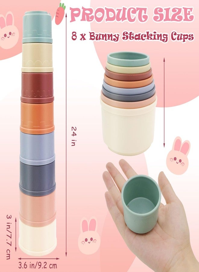 TiciKim 8 Pcs Stacking Cups for Rabbits Safe Plastic Rabbit Toys of Different Sizes, Stackable Bunny Toys, Enrichment Playthings for Small Animals Rabbit Chinchilla Guinea Pig Parrot Hiding Food and Playing - Image 3